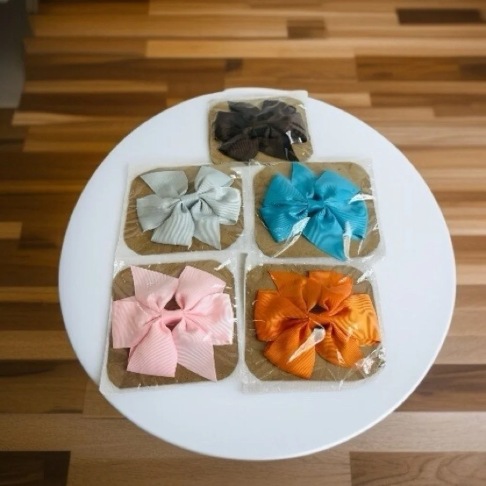 Lot 5 Large Hair Bow Clips Multicolor Ribbon Head Bows Handmade Accessories New